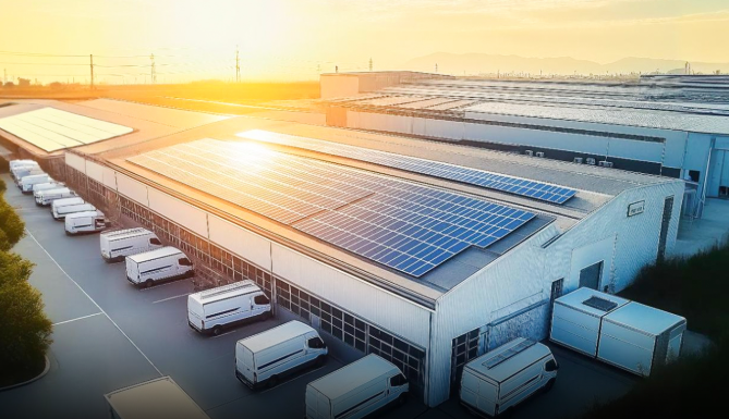 Large industrial solar panel installation