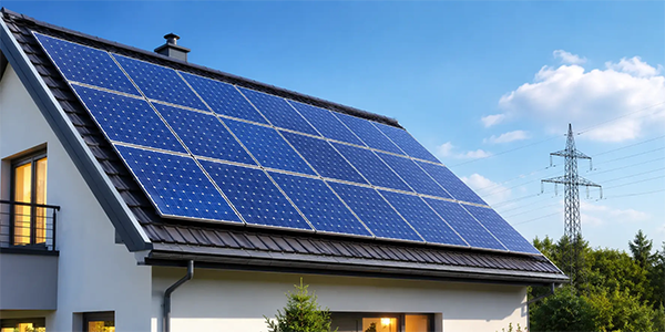 Solar panels connected to the electricity grid